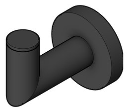 3D Shaded Image of RobeHook SurfaceMount Nero Dolce