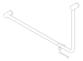 3D Documentation Image of GrabRail 90Deg Nero Ambulant BentTube 1000mm ToiletRollHolder