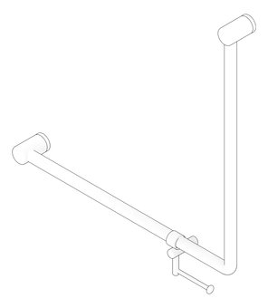 3D Documentation Image of GrabRail 90Deg Nero Ambulant BentTube 750mm ToiletRollHolder