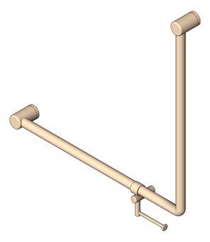 3D Shaded Image of GrabRail 90Deg Nero Ambulant BentTube 750mm ToiletRollHolder
