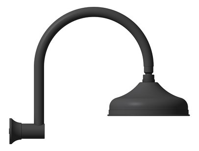 Left Image of Shower Wall Nero York Arm Rose 200mmHead