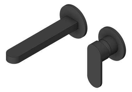 3D Shaded Image of MixerSet Wall Nero Ecco Basin Bath