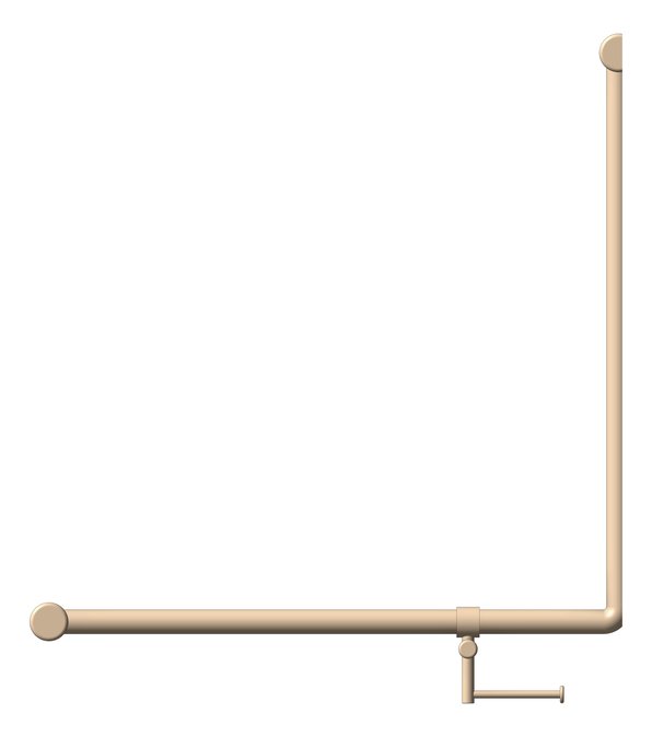 Front Image of GrabRail 90Deg Nero Ambulant BentTube 750mm ToiletRollHolder