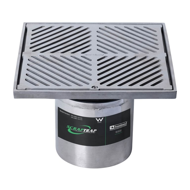 FW-250BS-150-316.jpg Image of Waste Floor 3monkeez Arrestor Square 150 250mm