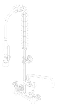 3D Documentation Image of TapSet Wall 3monkeez ExposedWall PreRinseUnit PotFiller