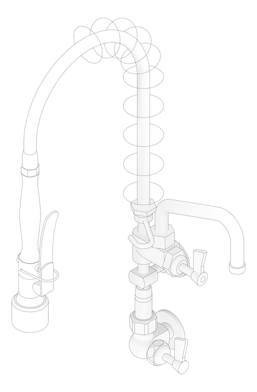 3D Documentation Image of TapSet Wall 3monkeez PreRinseUnit PotFiller Single Cafe