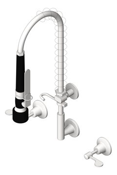 3D Shaded Image of TapSet Wall 3monkeez WallStopsAndElbow PreRinseUnit Cafe