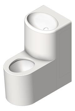3D Shaded Image of ToiletPan 3monkeez CombinationUnit Straight RightPan