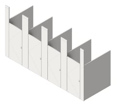 3D Shaded Image of CubicleArray CeilingHung AccuratePartitions StainlessSteel IntegratedPrivacy