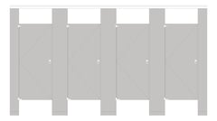 Front Image of CubicleArray FloorAnchored AccuratePartitions StainlessSteel OverheadBraced IntegratedPrivacy