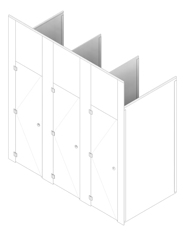 3D Documentation Image of CubicleArray FloorToCeilingAnchored AccuratePartitions PhenolicColorThru MaximumPrivacy