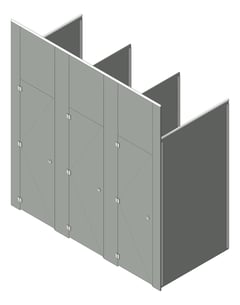 3D Shaded Image of CubicleArray FloorToCeilingAnchored AccuratePartitions PhenolicColorThru MaximumPrivacy