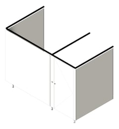 3D Shaded Image of Cubicle FloorAnchored AccuratePartitions AlpacoClassic OverheadBraced Alcove