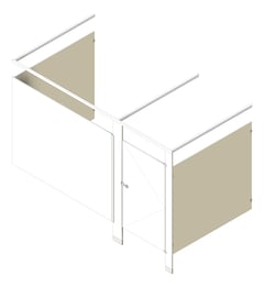 3D Shaded Image of Cubicle FloorAnchored AccuratePartitions PhenolicBlackCore OverheadBraced Alcove