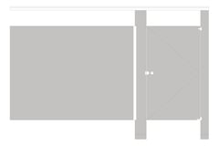 Front Image of Cubicle FloorAnchored AccuratePartitions StainlessSteel OverheadBraced Alcove