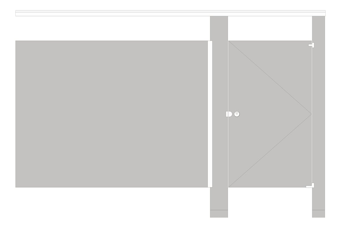 Front Image of Cubicle FloorAnchored AccuratePartitions StainlessSteel OverheadBraced Alcove