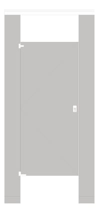 Front Image of Cubicle FloorAnchored AccuratePartitions StainlessSteel OverheadBraced IntegratedPrivacy