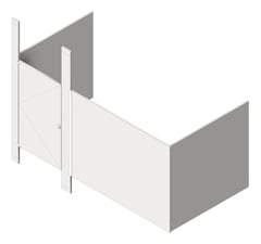 3D Shaded Image of Cubicle FloorToCeilingAnchored AccuratePartitions StainlessSteel IntegratedPrivacy Alcove