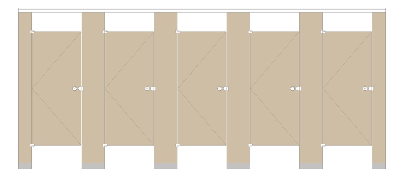 Front Image of CubicleArray FloorAnchored GlobalPartitions LaminateMoistureGuard OverheadBraced