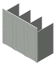3D Shaded Image of CubicleArray FloorAnchored GlobalPartitions PhenolicColorThru MaximumPrivacy