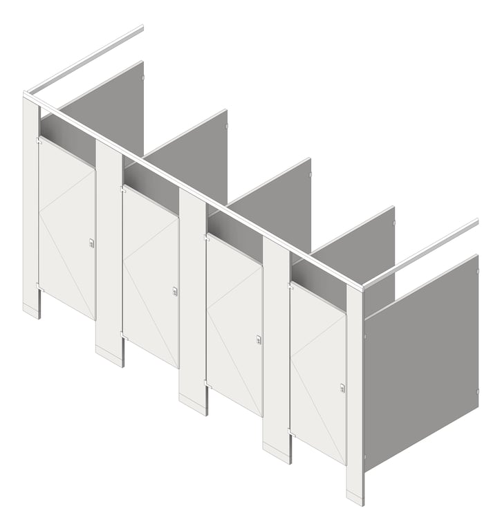 Navigate to CubicleArray FloorAnchored GlobalPartitions StainlessSteel OverheadBraced IntegratedPrivacy