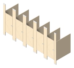 3D Shaded Image of CubicleArray FloorToCeilingAnchored GlobalPartitions LaminateMoistureGuard