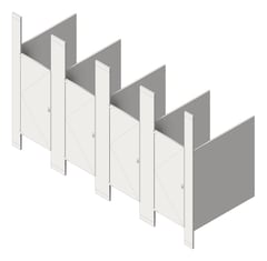 3D Shaded Image of CubicleArray FloorToCeilingAnchored GlobalPartitions StainlessSteel IntegratedPrivacy