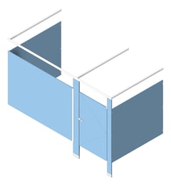 3D Shaded Image of Cubicle FloorAnchored GlobalPartitions HDPE OverheadBraced Alcove