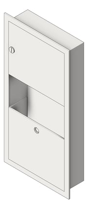 3D Shaded Image of CombinationUnit Recessed ASIJDMacDonald Traditional PaperDispenser WasteBin 7.6L