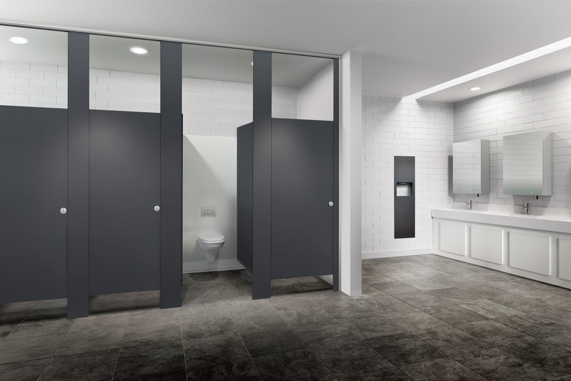 Frontal Floor to Ceiling In Situ.jpg Image of ASI JD MacDonald - Toilet Partitions