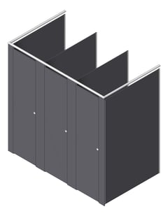 3D Shaded Image of CubicleArray FloorToCeilingMounted ASIJDMacDonald Tranquility FullPrivacy