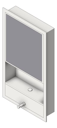 3D Shaded Image of Cabinet Recessed ASI Traditional Shelf SoapDispenser TowelDispenser