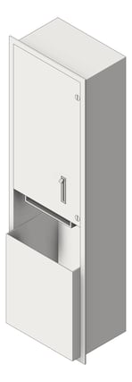 3D Shaded Image of CombinationUnit Recessed ASI Traditional RollPaperDispenser 13.3Gal