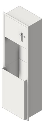 3D Shaded Image of CombinationUnit Recessed ASI Traditional RollPaperDispenser 18Gal