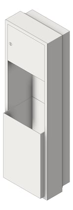 3D Shaded Image of CombinationUnit SemiRecessed ASI Traditional RollPaperDispenser Electric 17Gal