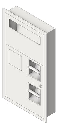 3D Shaded Image of ToiletTissueDispenser Recessed ASI ToiletSeatCover SanitaryDisposal