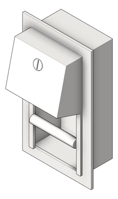3D Shaded Image of ToiletTissueDispenser Recessed ASI Single HideARoll