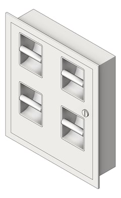 3D Shaded Image of ToiletTissueDispenser Recessed ASI Traditional SanitaryNapkinDisposal 4Roll