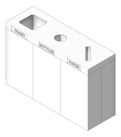 3D Shaded Image of WasteReceptacle Freestanding ASI 3BinRecycling