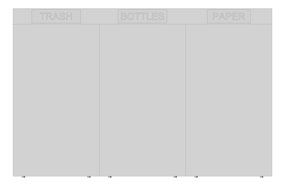 Front Image of WasteReceptacle Freestanding ASI 3BinRecycling