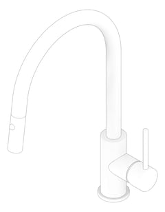 3D Documentation Image of Mixer Sink Abey Builders Gooseneck PullDown