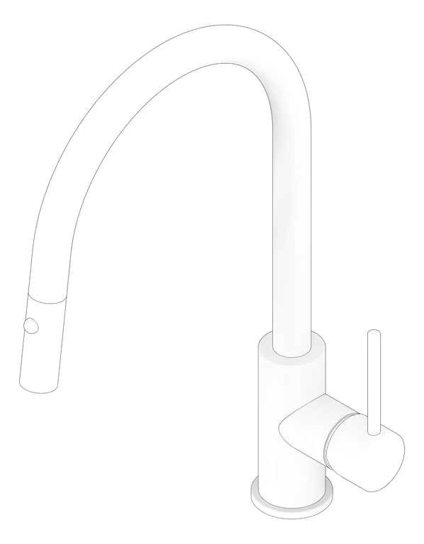 3D Documentation Image of Mixer Sink Abey Builders Gooseneck PullDown