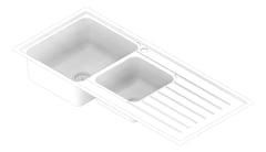 3D Documentation Image of Sink Kitchen Abey Builders OneAndThreeQuarterBowl LHS Inset
