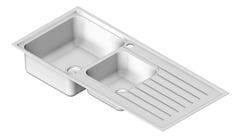 3D Shaded Image of Sink Kitchen Abey Builders OneAndThreeQuarterBowl LHS Inset