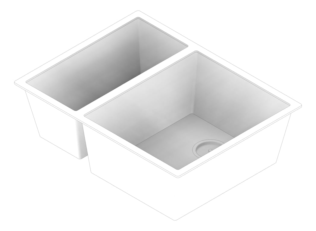 3D Documentation Image of Sink Kitchen Abey CUA OneAndOneThirdBowl