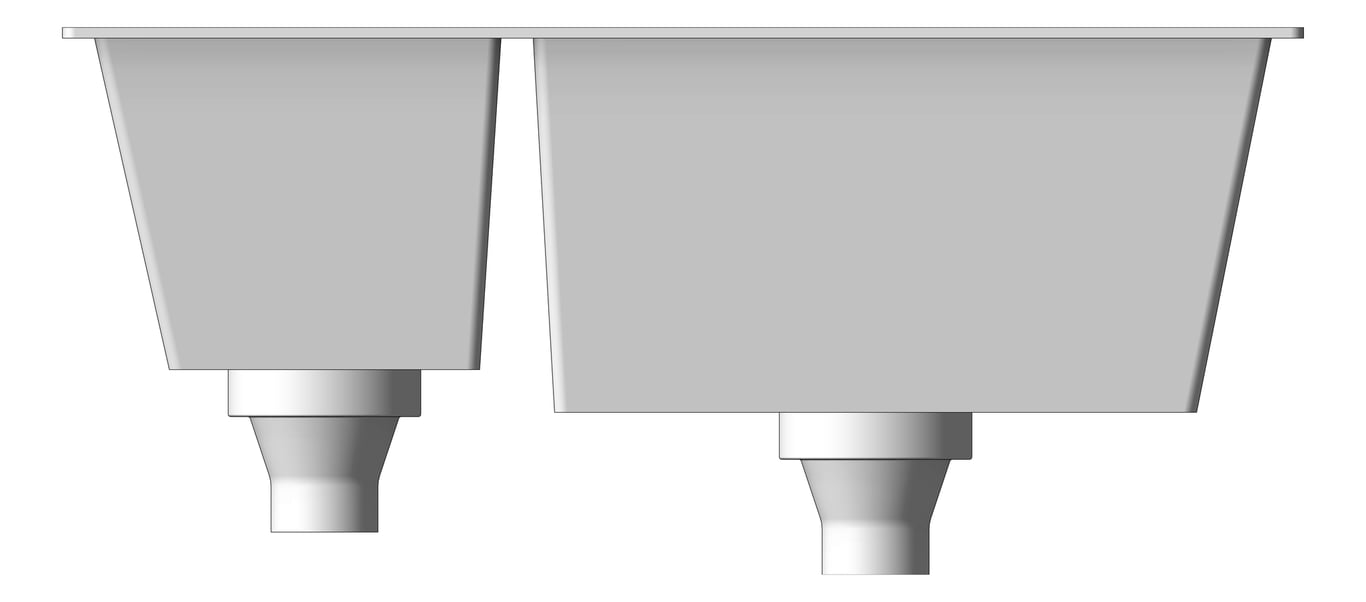 Front Image of Sink Kitchen Abey CUA OneAndOneThirdBowl