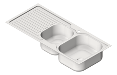 3D Shaded Image of Sink Kitchen Abey Entry OneAndThreeQuarterBowl LHS Inset