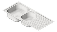 3D Shaded Image of Sink Kitchen Abey Entry OneAndThreeQuarterBowl RHS Inset