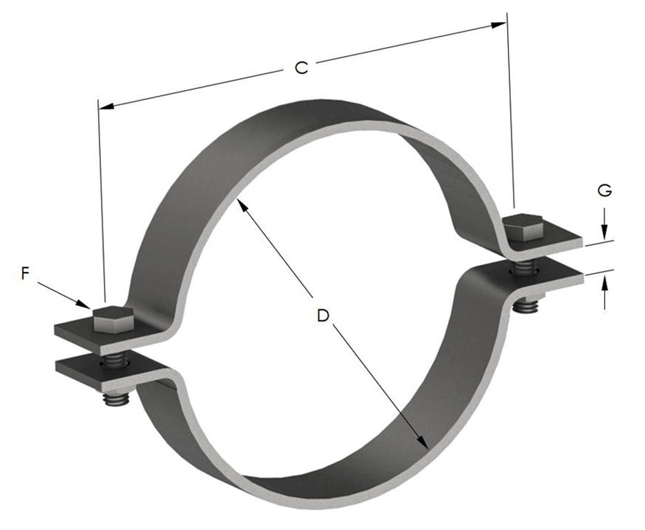 1AG100.png Image of Pipe Hanger Rigid Pipe Clamp Anchorage Light Duty 2 Bolt AG100