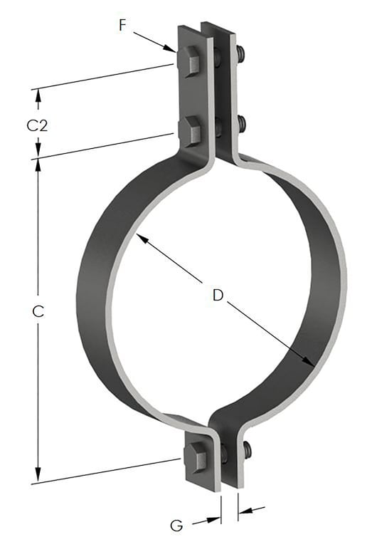 1AG160.png Image of Pipe Hanger Rigid Pipe Clamp Anchorage Medium Duty 3 Bolt AG160